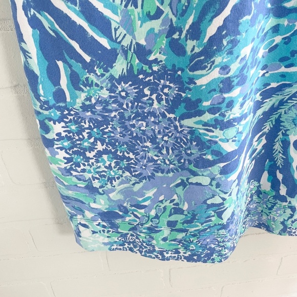 Lilly Pulitzer Vintage style Mini Dress Daisy Water print Embroidered Blue XS - Picture 12 of 14